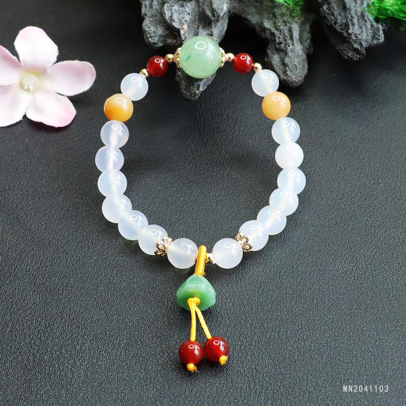 2026 White Chalcedony Bracelet Agate Lotus Seedpod Tassel Jewelry Factory Live Delivery S2041103