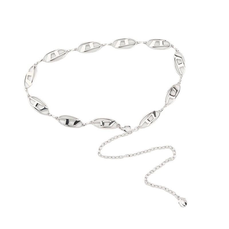 Metal Silver Dletter Chain Waist Chain Adjustable Skirt Versatile Jeans