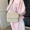 Women Weave Straw Bag Seaside Crossbody Bag Vintage Weaving Messenger Bag Adjustable Strap Handmade Travel Flap Bag