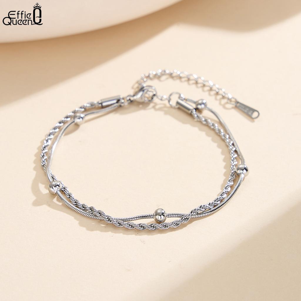 EFFIE QUEEN Stainless Steel 18k Gold Chopin & Snake Chain Bracelet Simple Jewelry for Women, Men Banquet Party Hand Gift STCB10