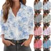 Koszula Damska z Guzikami w Kwiatowy Wzór, Koszule Casual z Długim Rękawem o Regularnym Kroju, Bluzki Casual Plus Size, Podstawowe Topy