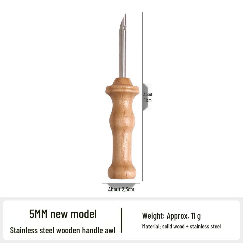 Wooden Handle Russian Punch Needle Tool with Gold-Plated Head for Chunky Yarn Embroidery