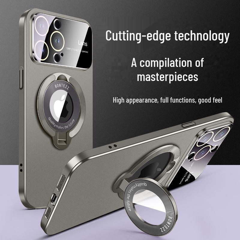 "iPhone 16 Pro Max Frosted Case with Magnetic Metal Bracket for Apple 15"