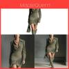 Western Cowboy Style Suede Fringe Long Sleeve Dress For Spring Casual Wear