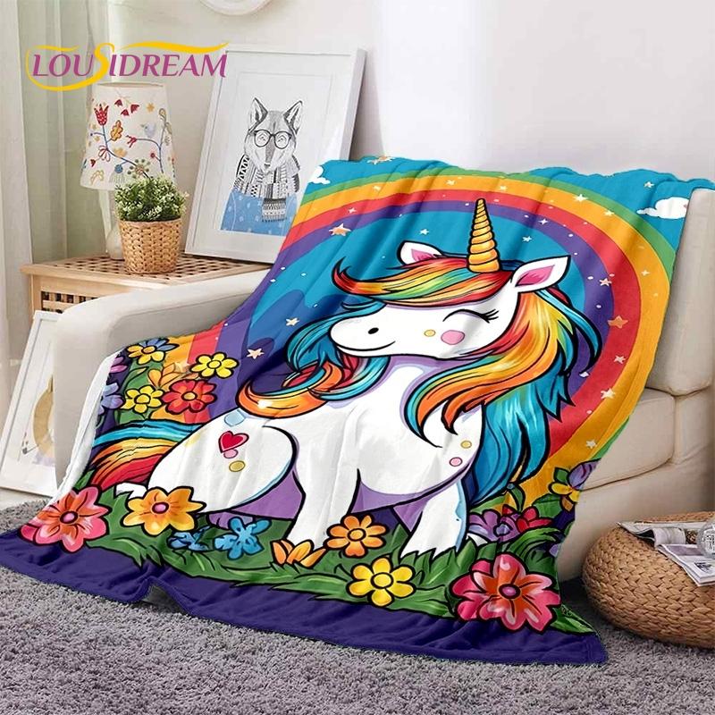 3D Cute Dream Unicorn Cartoon Girl  Soft Blankets,Keep Warm Throw Blanket Comfortable Blanket for Picnic Beds Sofa Home Bedroom