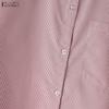 ZANZEA Women Casual Turn Down Collar Long Sleeve Loose Stripe Blouse