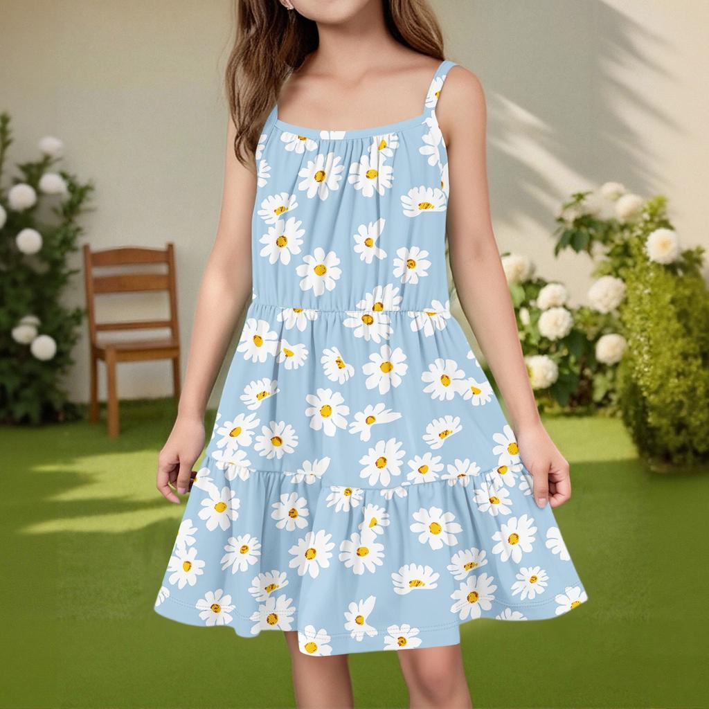 Kinder Sommer Freizeitmode Rundhals Ärmelloses Kleid