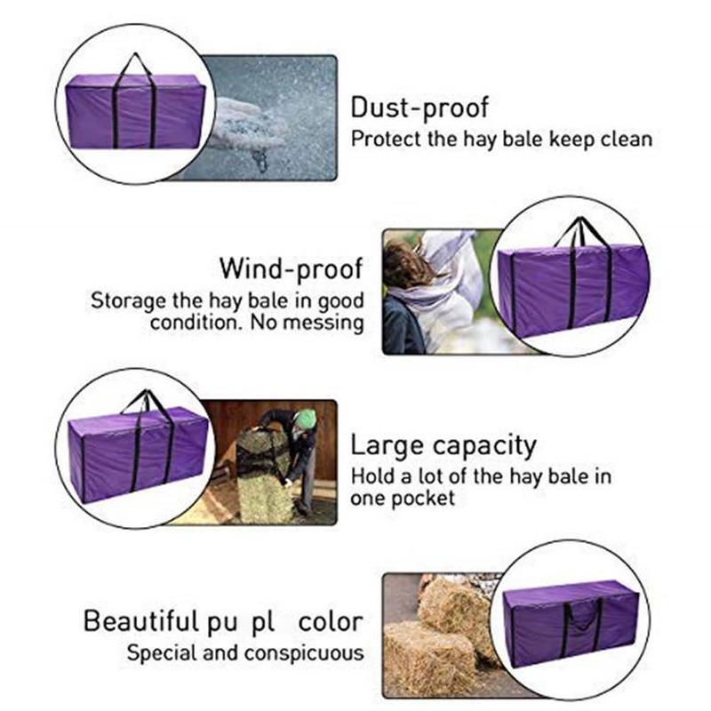 Heulagertaschen 420D Großes Fassungsvermögen Pferde- und Nutztierheu-Ballentasche Wasserdichte Pferde-Nutztierfütterungs-Aufbewahrungstasche mit Reißverschluss