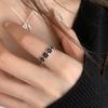 Black Drip Glaze Flower Ring Female Ins Sweet Cool Wind Simple Personality Unique Design Opening Finger Ring Casual Everyday Dainty Minimalist Ring