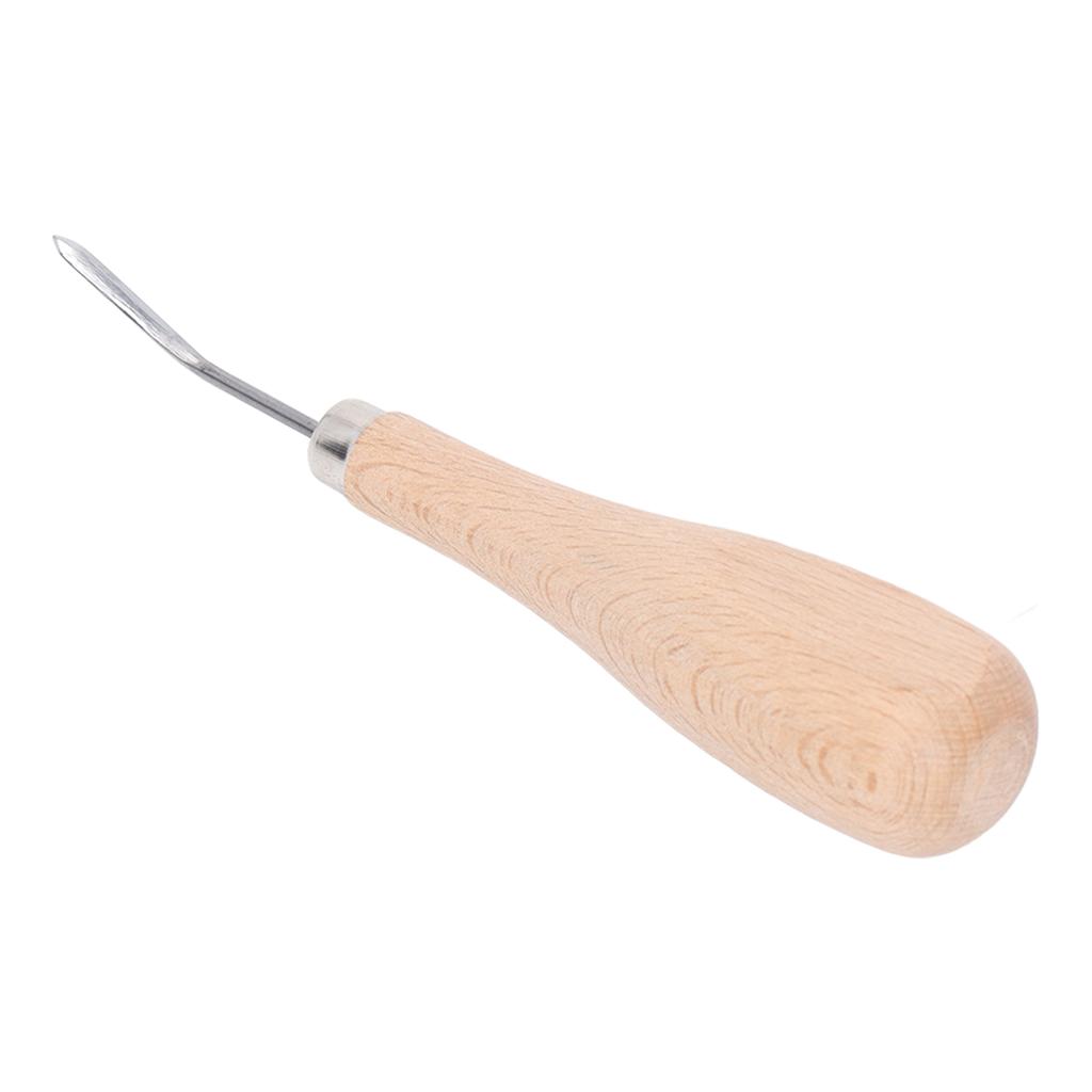 Curved Stitching Awl Accurate Spacing Steel Awl Tool Sewing Professional Ergonomic Awl Punch with Beech Handle for