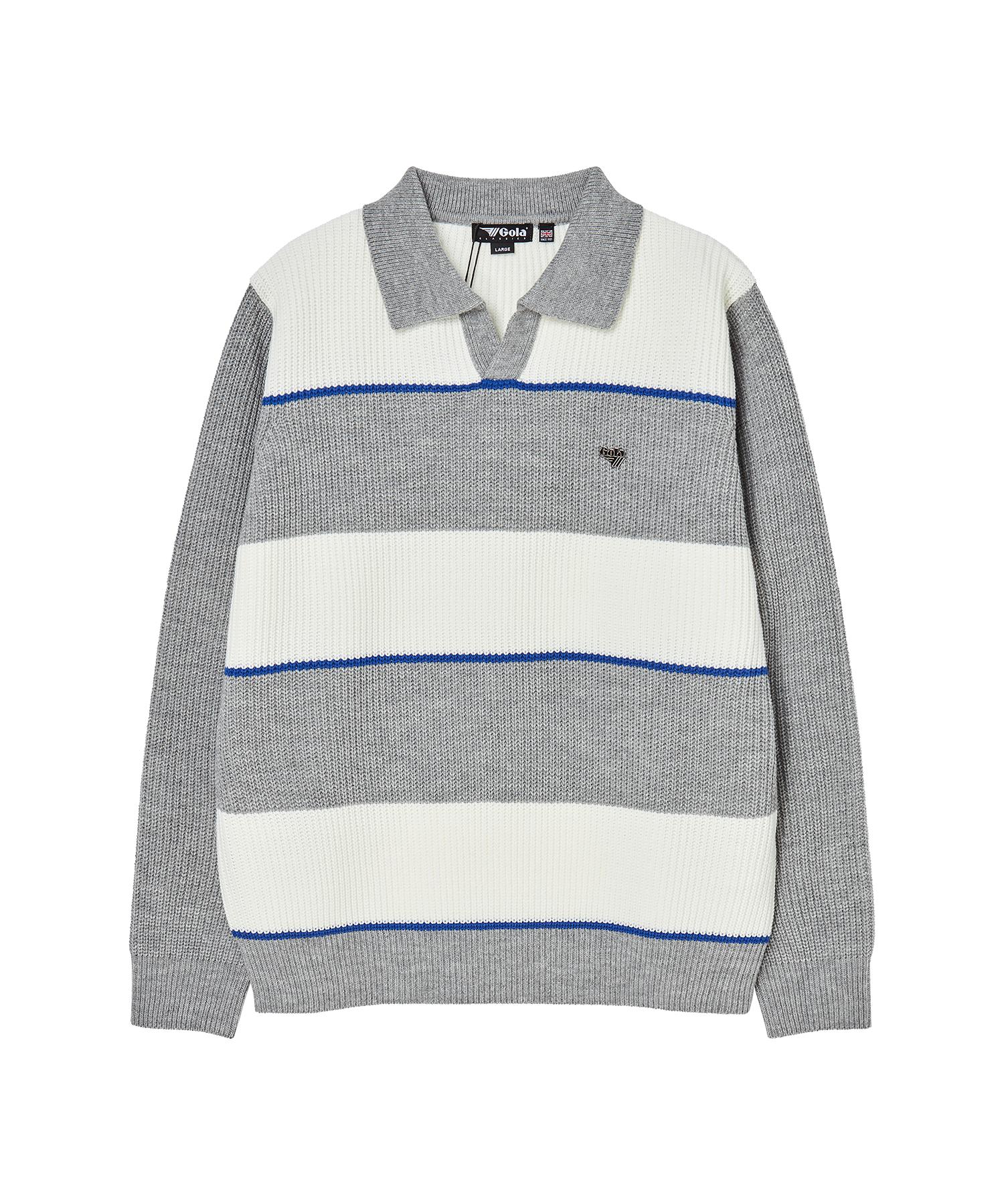 Golla Stripe Collar Knit [Melange Grey] Melange Grey/S