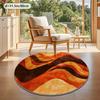 Orangefarbener Wirbel Runder Teppich für Wohnzimmer Schlafzimmer Arbeitszimmer Balkon Großer Teppich Künstlerische Heimdekoration Rutschfeste Fußmatte Teppiche mit Druck