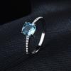 European Style London Blue Topaz Ring with Square Cut Diamond Exquisite Women Jewelry Luxury Gift