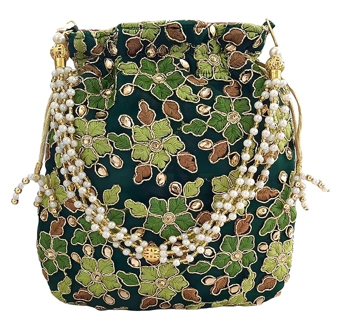 Designer Polti Bag Pearl Handle and Tassel Ethnic Purse Women’s/Girls's Handbag for Party, Casual, Bridal