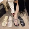 Rhinestone Butterfly Cover Toe Cool Slippers Female Summer Flat-bottomed Fairy with Skirt Pinch Two Wear Beach Wear Roman Sandals