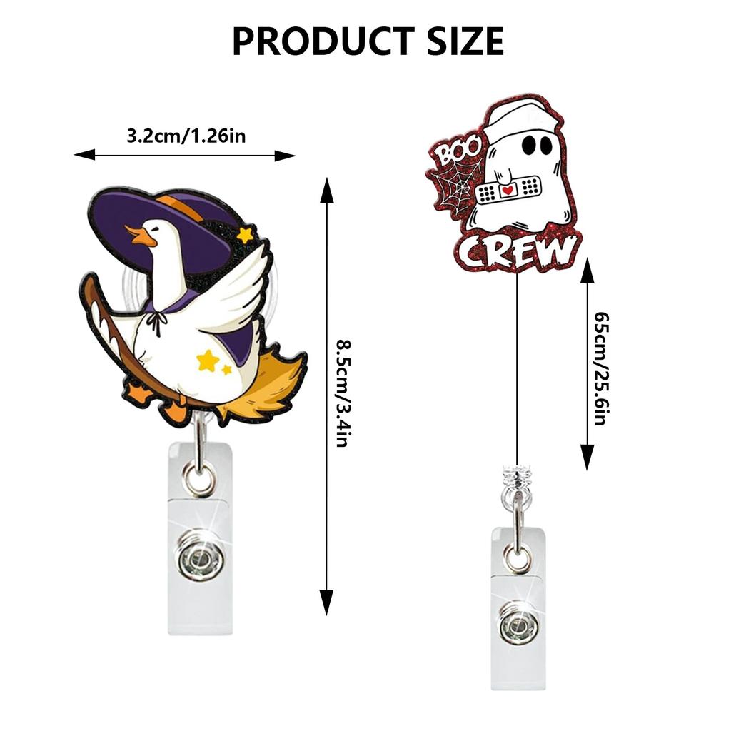 Halloween Badge Reel Bat Spider Web Ghost Pumpkin Retractable Id Badge Holder With 360 Rotating Alligator Clip Nurse Name Holder