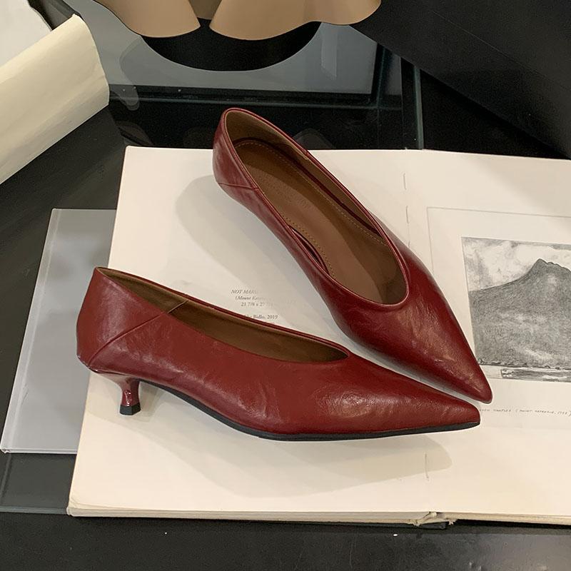 Fashion 2025 New Pointed Toe Ladies Thin Heels Pumps Shoes Casual Fashion Shallow Female Slip On Footwear Low Heel Shoes For Women