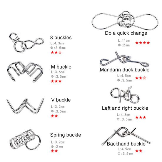 8Pcs/Set Metal Wire Puzzle Montessori Educational Carbon Steel IQ Mind Brain Teaser Stress Reliever Toys for Children