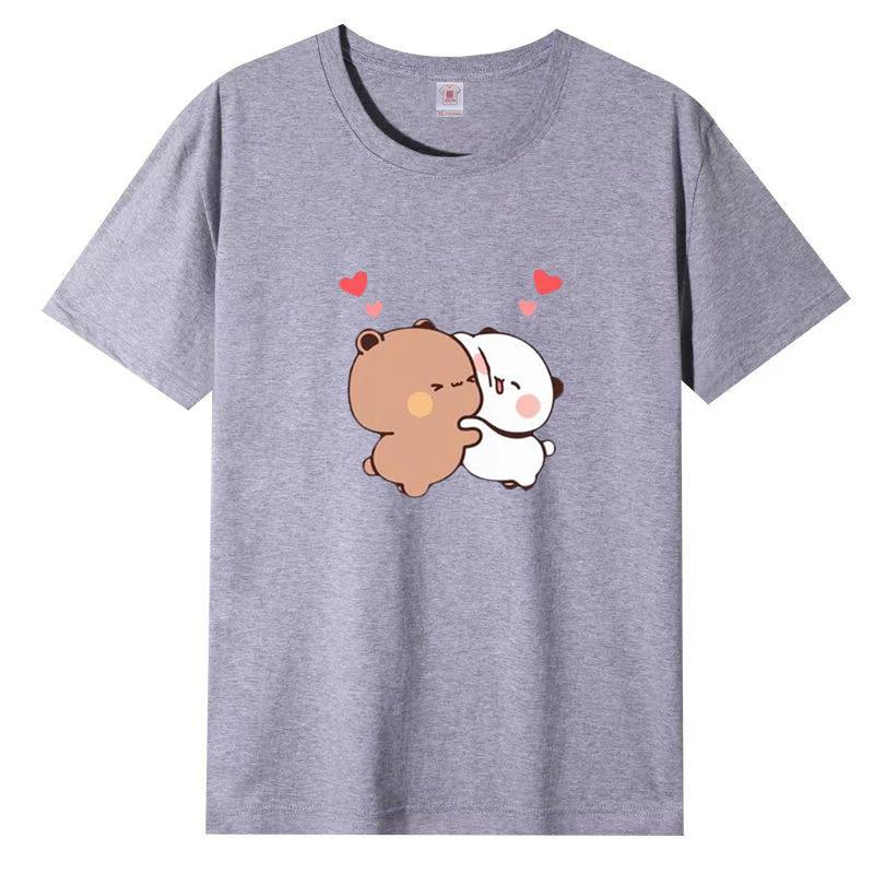 Women Panda Bear Cartoon T Shirt Cute Tshirts Cotton Short Sleeve Girls Print Tees O-Neck Kawaii Tops Casual