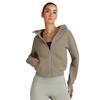 Women's Fashion Cropped Zip-Up Hooded Sweatshirt Jacket with Long Sleeves for Casual Wear