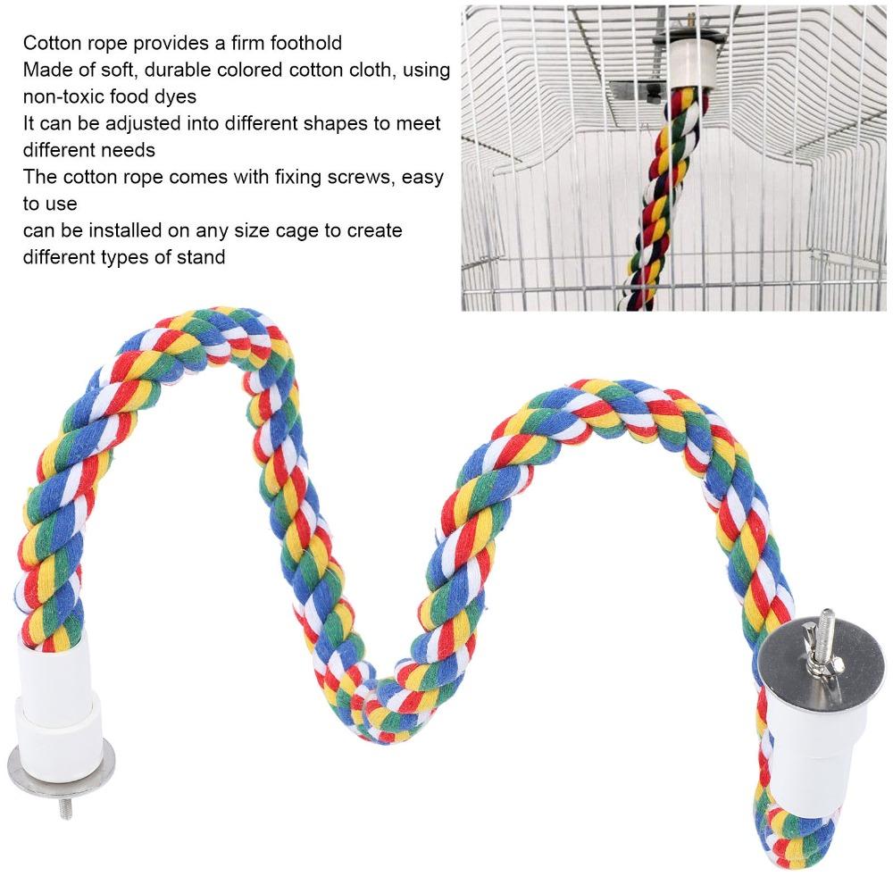2pcs Colorful Cotton Rope Rope Perch Handmade Bendable Bird Swing Stainless Steel Spiral Stand Chew Toy Indoor Play