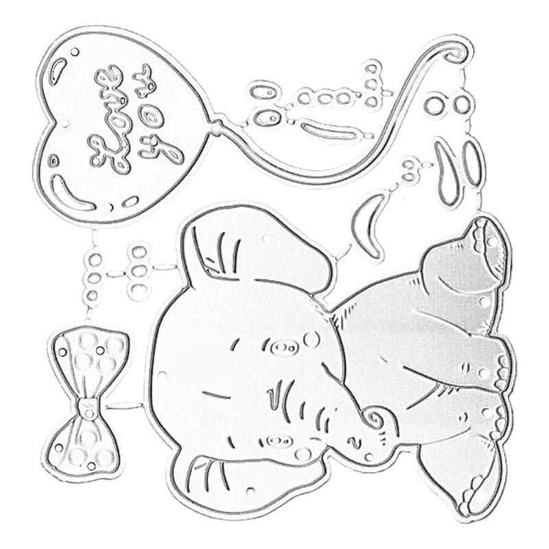 652F Elephant Cutting Dies Metal Die Cuts Embossing Stencil for Birthday Card Making