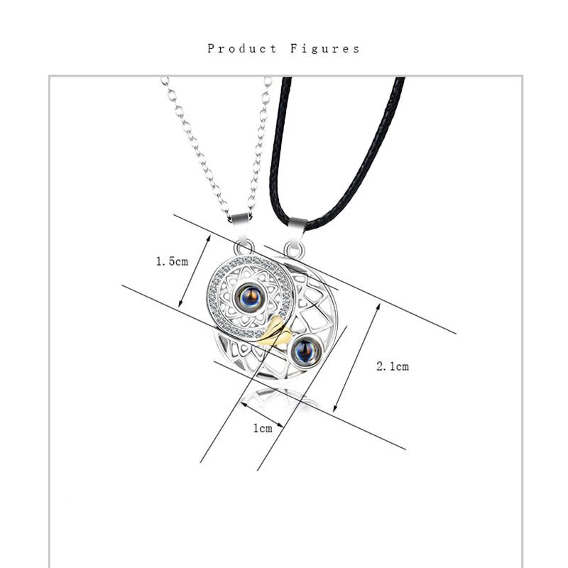 100 Languages I Love You Pendant Necklace Projection Pendant Sun Moon Love Memory Confession Necklaces Couple Valentine 'S Day Giveaway GiftTrendy