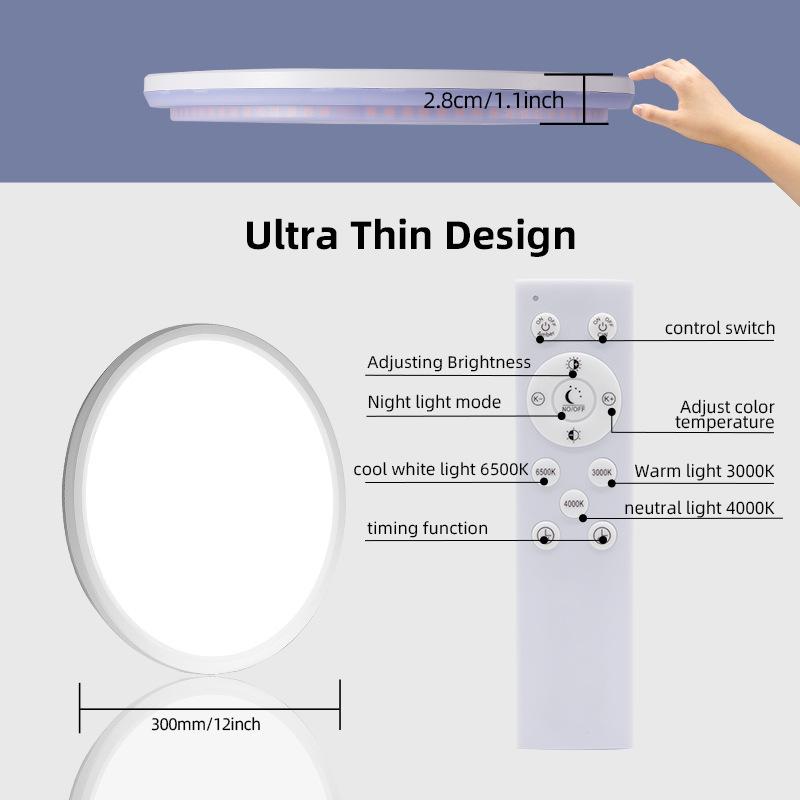 Ultra-thin Led Ceiling Light Backlight Amber Night Light Living Room Bedroom Simple Three-color Remote Control Dimming
