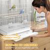 Large Metal Bird Cage with Perches, Food Bowls, Swing, for Budgies, Parakeets, White