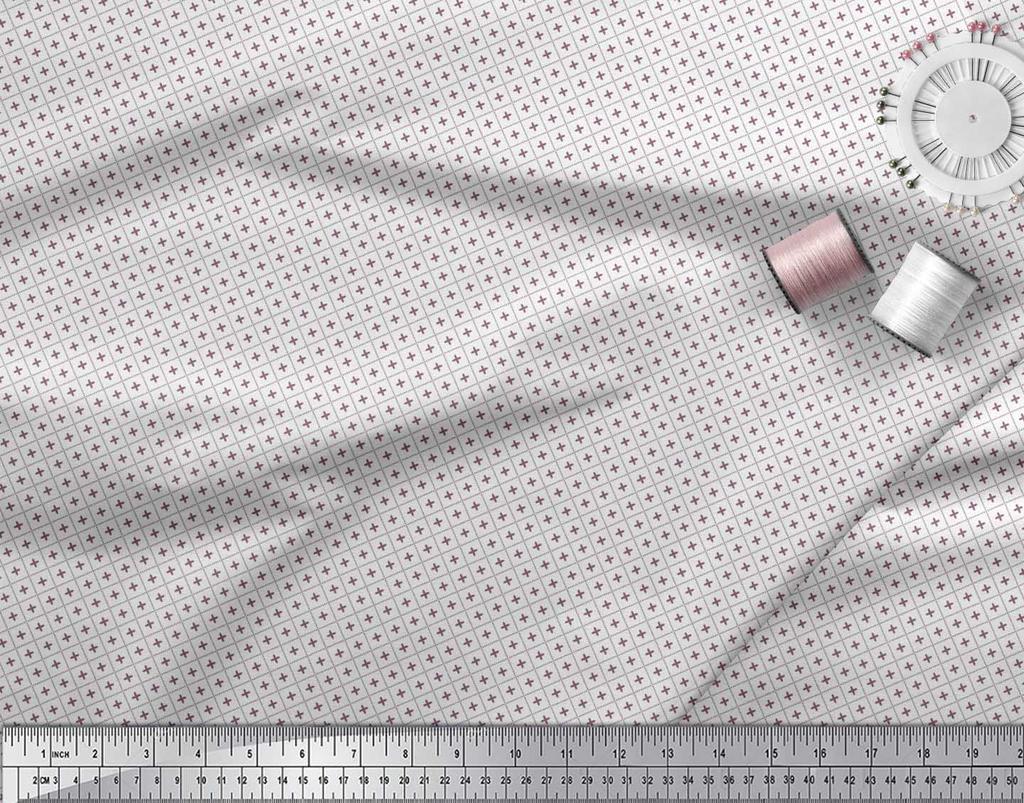 Soimoi Japan Crepe Satin Fabric Check Shirting Print Fabric by Metre 42 Inch