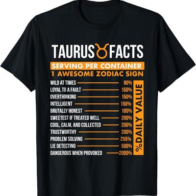 Taurus Facts Zodiac Sign Astrology Symbol T Shirt S 5XL
