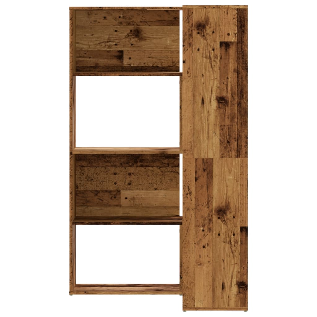 Corner Bookshelf 4 Tier Antique Wood Look 85 X 85 X 140 Cm Engineered Wood
