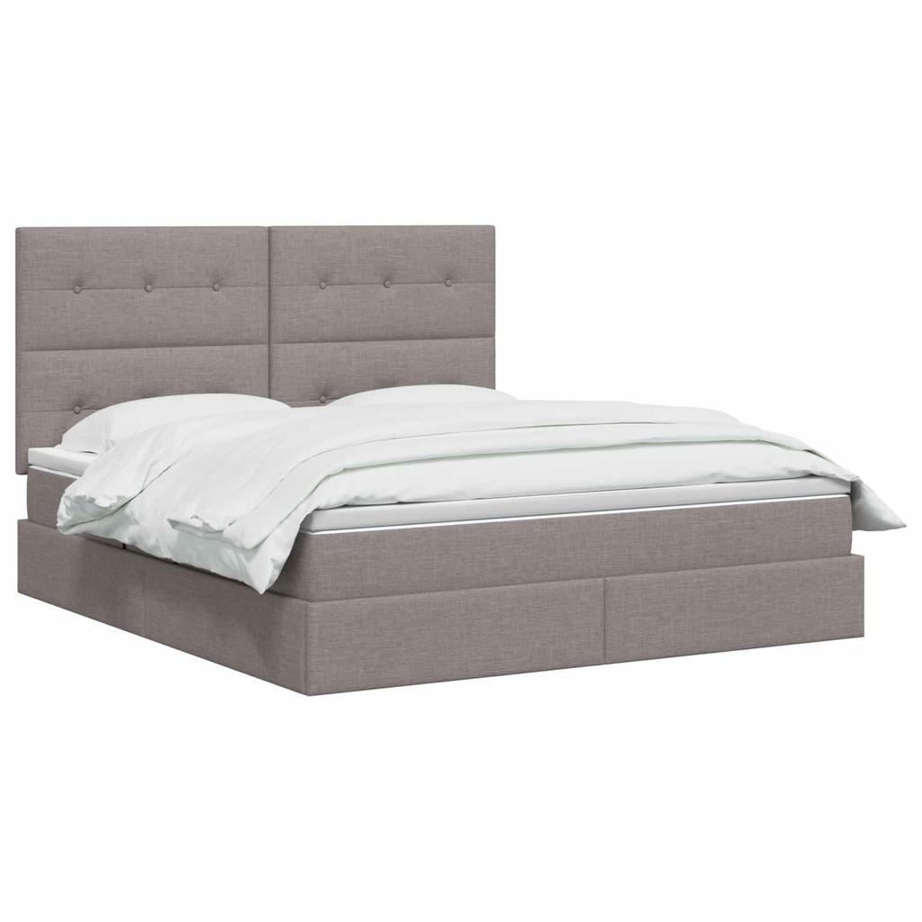 LED Storage Bed with Mattress Taupe 160 x 200 cm Fabric