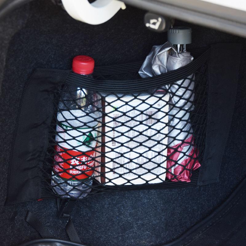 Car Back Rear Mesh Trunk Seat Elastic String Net Magic Sticker Storage Bag Pocket Cage Auto Organizer Seat Back Bag