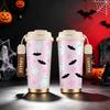 532ml Coffee Cup Halloween Cute Ghost Bat Star MotifMetal Travel Cup Flip Lid Coffee Cup Halloween Limited Cup