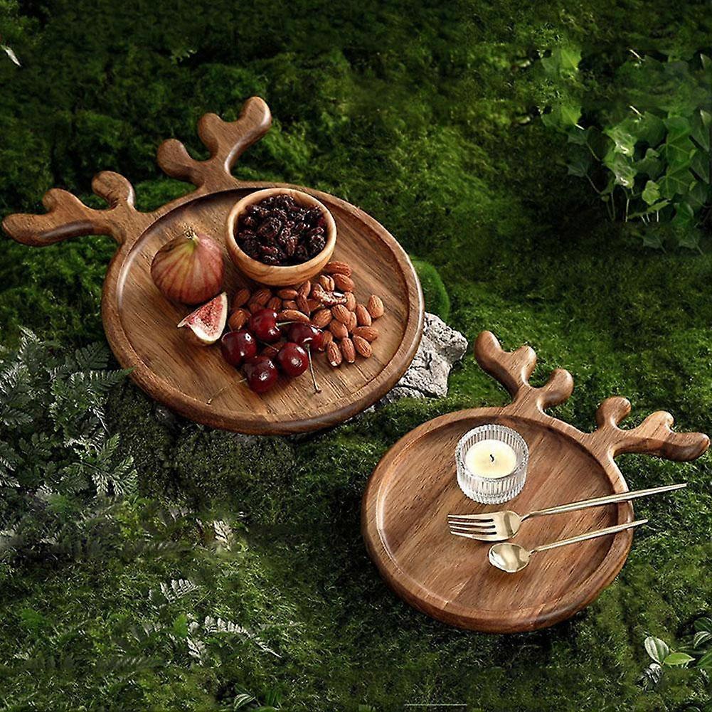 Cake Tray Festival Dinner Plate Wood Deer Serving Platters Reindeer