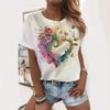 Summer Guitar Instrument Floral 3D Print T-Shirts Women Casual Short Sleeve Round Neck T Shirt Harajuku Tees Top Female Clothing