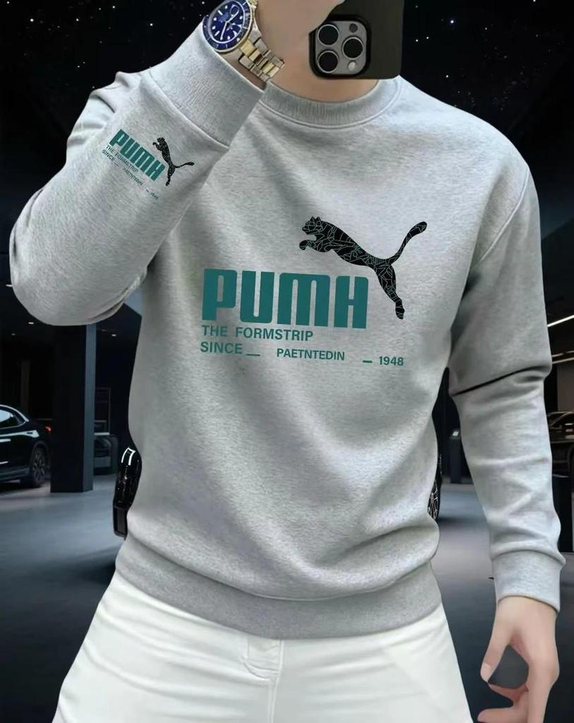 Trendy Herfst/Winter Hoodie voor Mannen met Print - Ronde Hals, Lange Mouwen, Casual Pullover