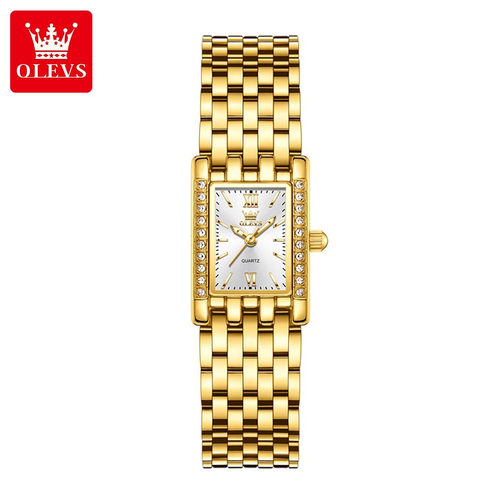 OLEVS 3700 Heißverkaufte Modelle Edelstahl Diamant Quadrat Mehrfarbig Elegante Frau Dame Quarz Uhr