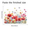 Hand-Painted Green Plants Poppy Butterfly Wall Sticker for Bedroom Living Room Home Decoration Self-Adhesive