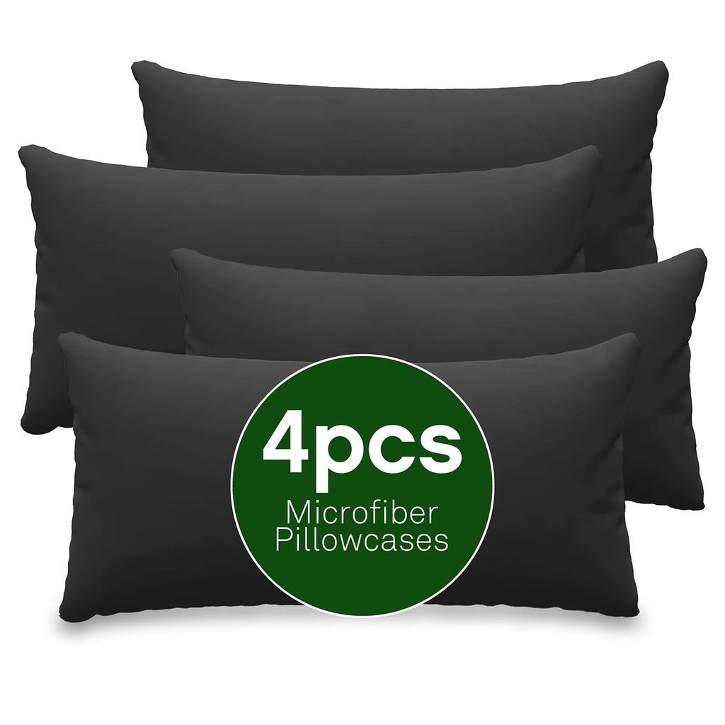 4 PCS Pillowcases Microfiber Pillowcases for Bedroom, Living Room Pillow Protector Cotton Pillowcases Bedroom Pocket