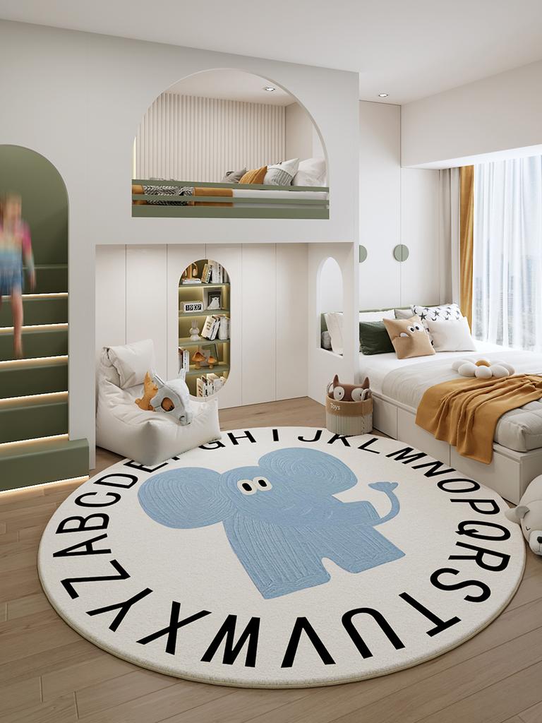 Cartoon Style Carpets for Living Room Thicken Anti-slip Children Rug Cute Round Bedroom Decor Plush Carpet Fluffy Soft Study Mat