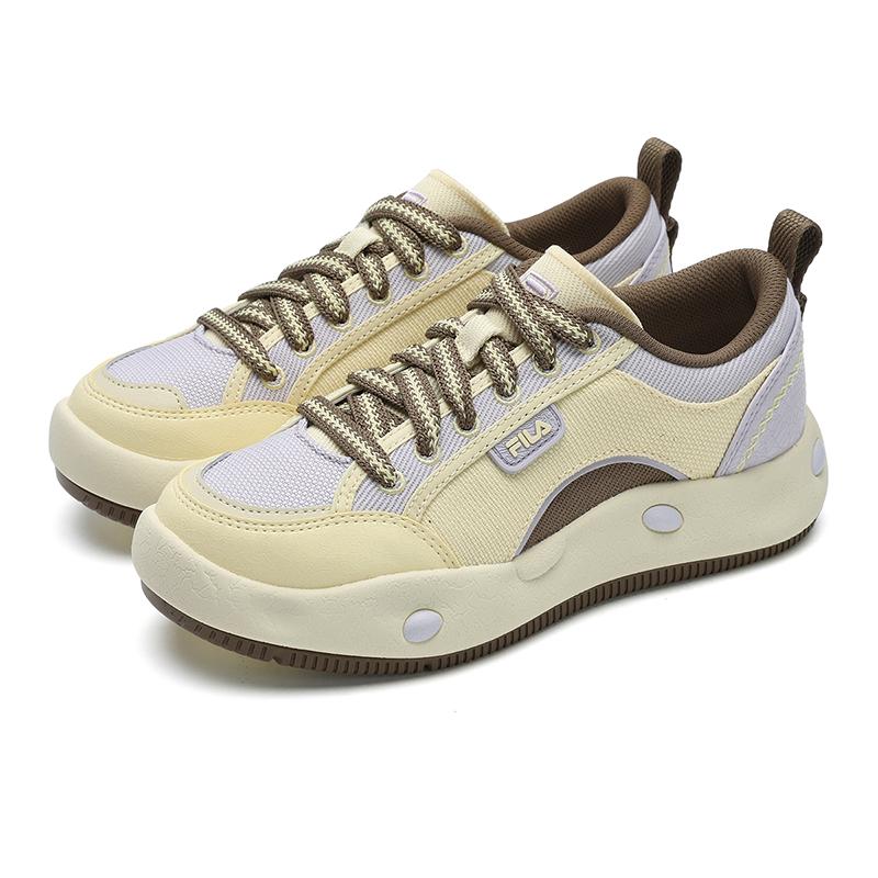 FILA Cookies Ec Fashion Casual Trendy Versatile Playful Cute Lightweight Low-Top Canvas Shoes Women sneaker Milk-Yellow Purple F12W522315FDO