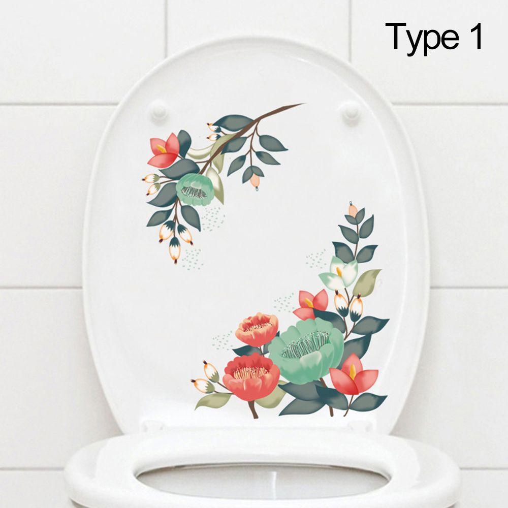 

Gift Creative Design Self-adhesive Floral Toilet Stickers Home Decoration Wall Mural Gorgeous Flower Decals