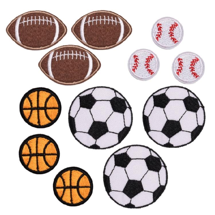 12 Pcs/Set Embroidered Patches Sew On Appliques Football Iron on Patches for Clothes Hat Jeans