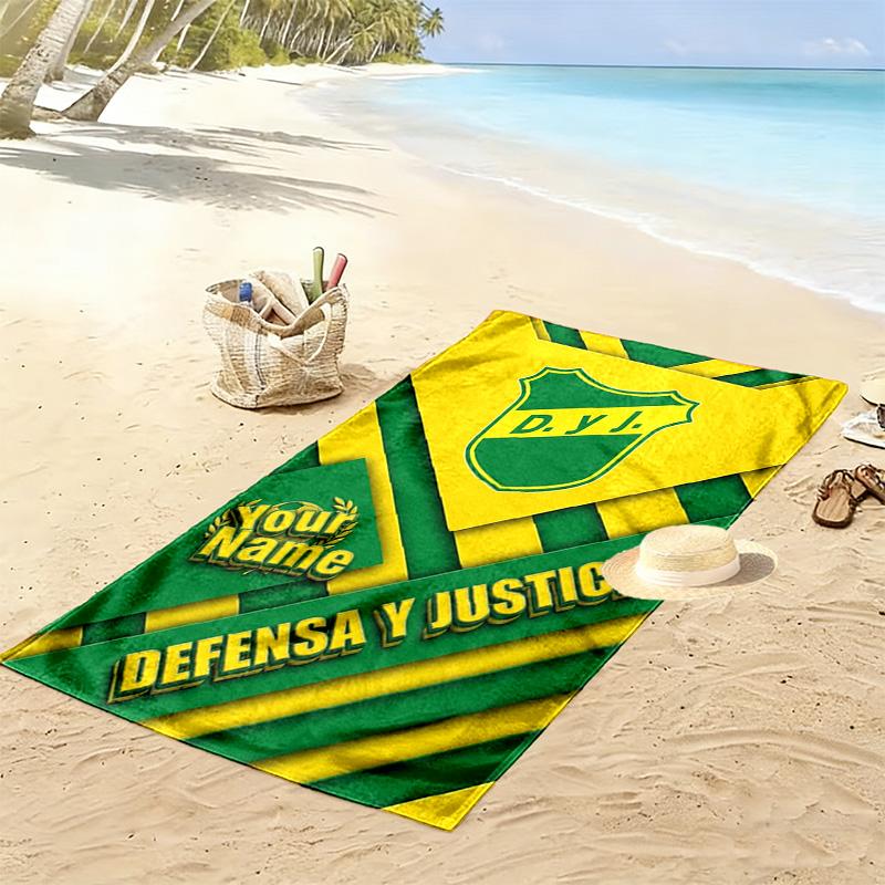 Name Custom Defensa y Justicia Print Beach Towel, Large Soft Quick Dry Towel for Beach Camping Swimming