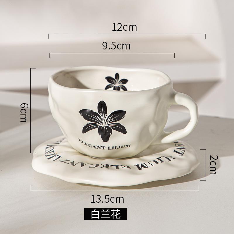 European Ceramic Coffee Cup And Saucer Set, Medieval Hand-Squeezed Ceramic Cup, Restaurant Home Afternoon Tea Cup, Breakfast Cup, Water Cup
