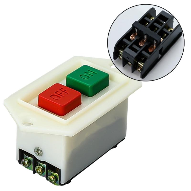 Start Stop Push Button Switches 380V 3 Phase 5A Waterproof Flushing Mount Switches for Benches Grinder & Industrial Equipment