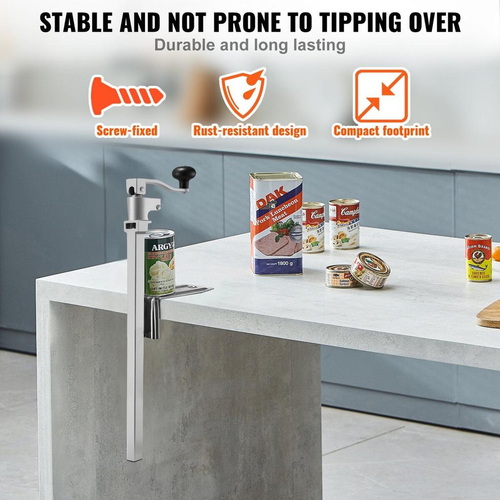 Commercial Can Opener, Heavy-Duty Manual Tabletop Cans Opener for Cans Up to 400 mm Height, Height-Adjustable Professional Can Openers Fixed with