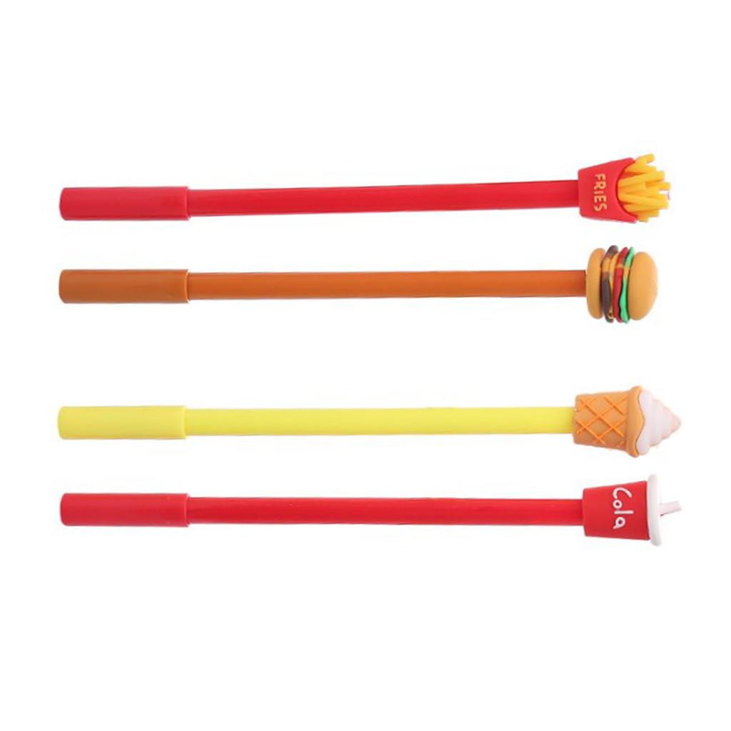 60Pcs Cartoon Gel Pen French Fries Coke Hamburger Ice Cream Cute Nontoxic Gel Ink Pen 0.5mm